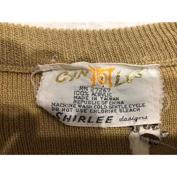 Vtg Cyn Les Shirlee Designs  Tan Embroidered Scottish Terrior Dog Sweater - Picture 3 of 8